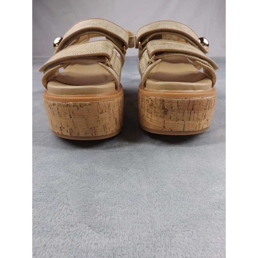 Shu Shop Lucille Women's 7.5 Gold Metallic Platform Sandals Padded Footbed NWT